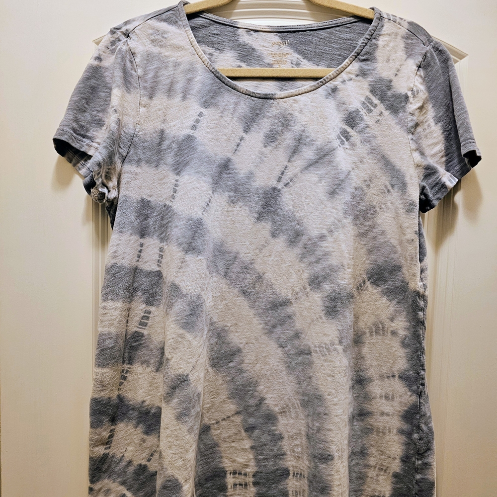 J. Jill Tie Dye Tunic Medium Tall Blue Gray Soft Knit Coastal Top - Picture 4 of 7